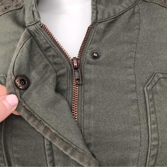 Eyelet Lace Accent Comfy Utility Jacket - Picture 7 of 16